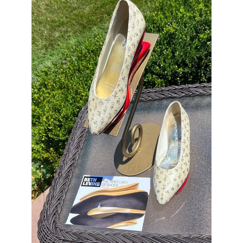 Vtg Herbert Levine KABUKI Shoes Beth Levine 60’s Leather Intricate Pattern 4 1/2